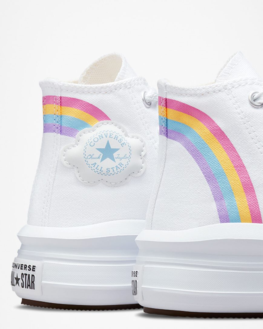 Sapatos Plataforma Converse Chuck Taylor All Star Move Rainbow Cloud Cano Alto Menina Branco Azuis Rosa | PT I01T395